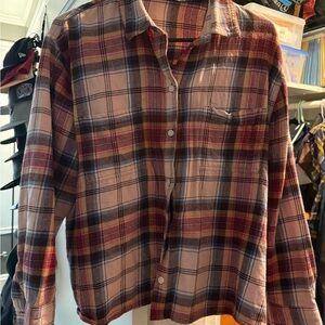 Old Navy Cropped Plaid Flannel Boyfriend Women’s Shirt